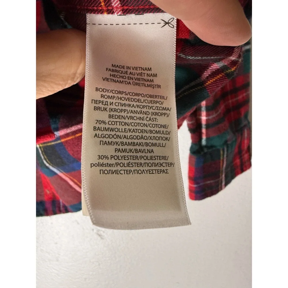 Ralph Lauren Kids Red Green Plaid Performance Button Down Shirt Size 7 Tartan